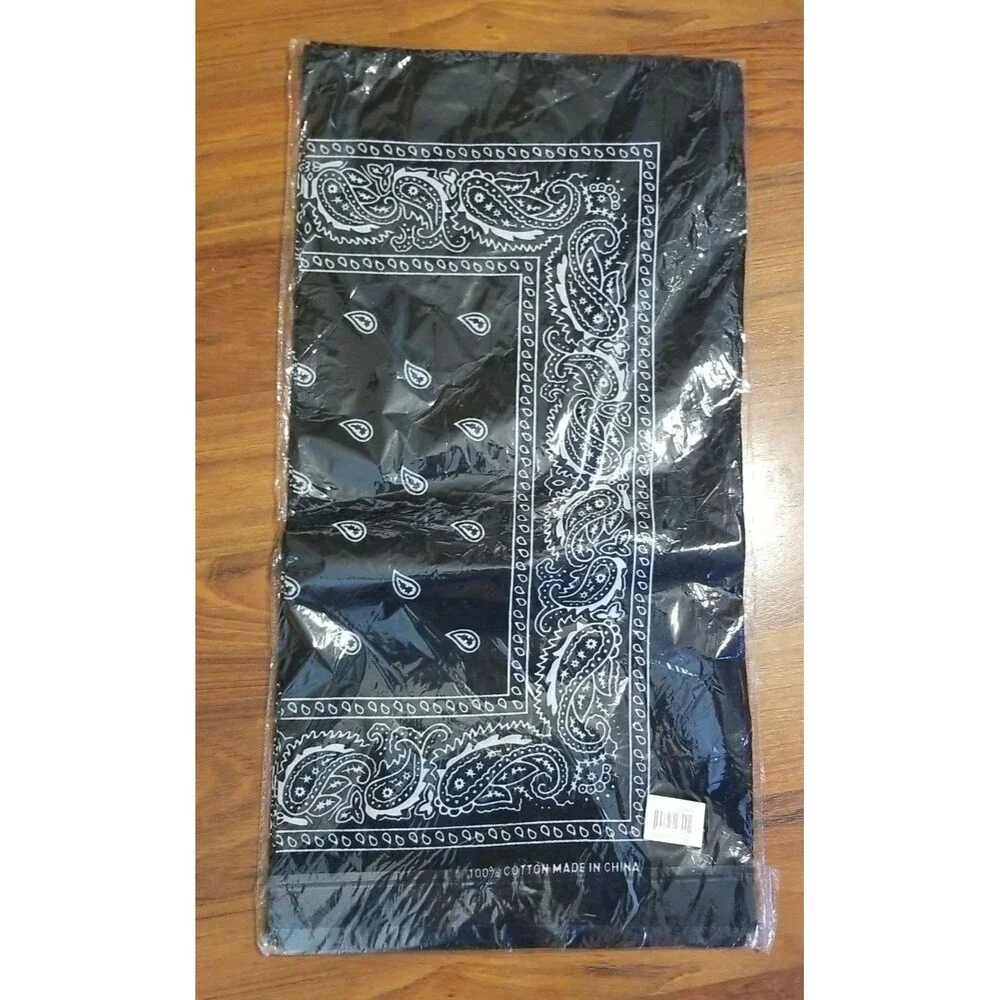LOT 4- 12 Packs Paisley Scarf Bandana Scarf 100% COTTON Blue Black Red & Tan F3